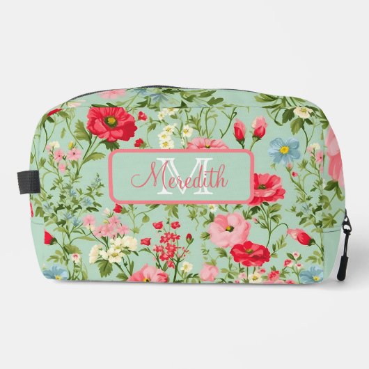 Engelse landelijke wilde bloem monogram toilettasje (Voorkant)