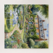 Engelse Landhuis Zomer Bloementuin Legpuzzel (Horizontaal)