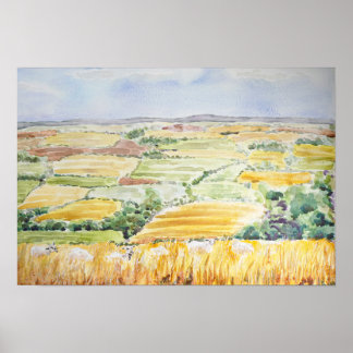 Engelse landschap aquarel schilderij poster