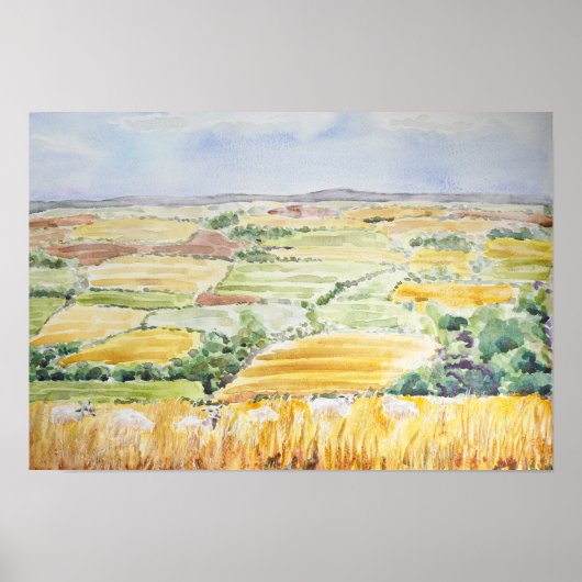 Engelse landschap aquarel schilderij poster (Voorkant)