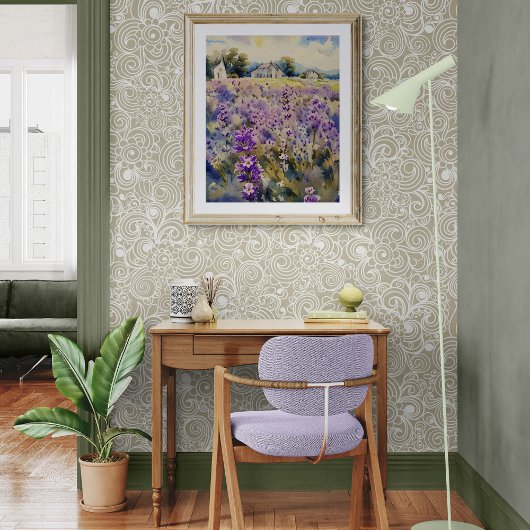 Engelse Lavendel Landschap Foto Afdruk