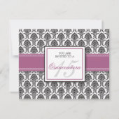 ENGELSE Lavender Damask Quinceanera Uitnodiging (Voorkant)