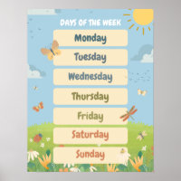 Engelse lente dagen van de week klaslokaal