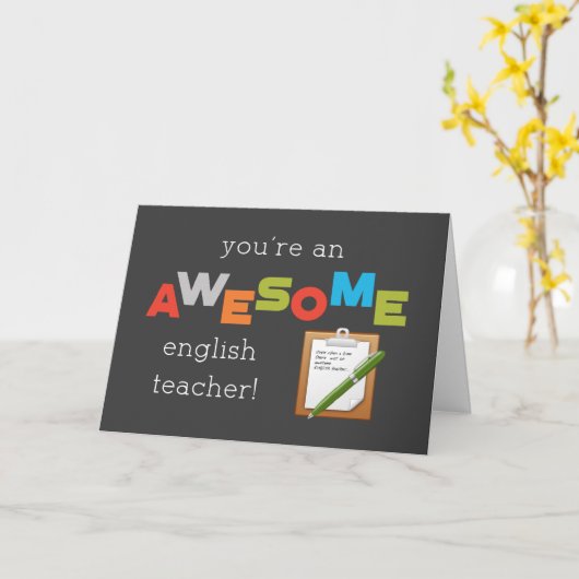 Engelse leraar appreciatie dag Geweldige Kaart (Gele Bloem)