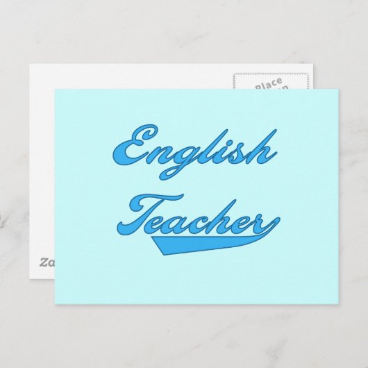 Engelse leraar blauwe tekst T-shirts en cadeaus Briefkaart (Voorkant / Achterkant)