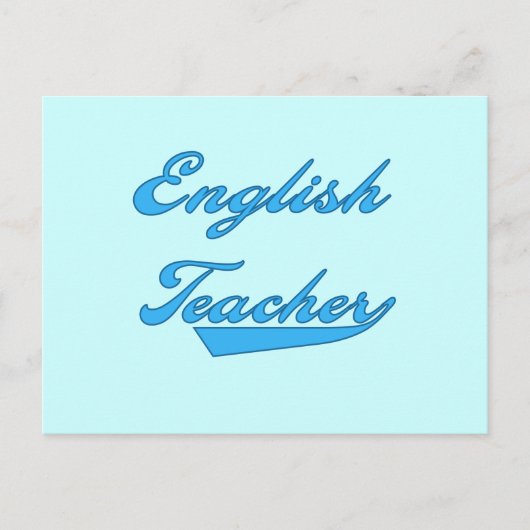 Engelse leraar blauwe tekst T-shirts en cadeaus Briefkaart (Voorkant)