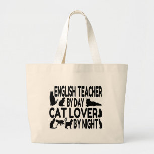 Engelse leraar Cat Lover Grote Tote Bag
