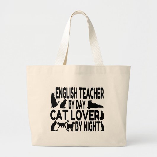 Engelse leraar Cat Lover Grote Tote Bag (Voorkant)