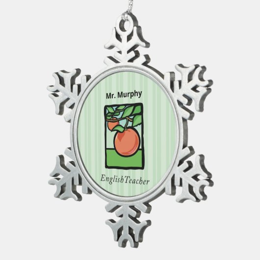 Engelse leraar Dank je, Apple Tin Sneeuwvlok Ornament (Rechts)