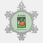 Engelse leraar Dank je, Apple Tin Sneeuwvlok Ornament (Voorkant)