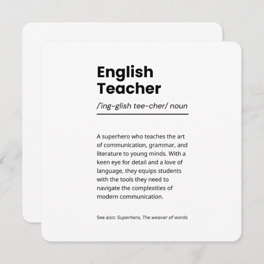 Engelse leraar Definitie printwaardebepaling Cadea (Voorkant / Achterkant)