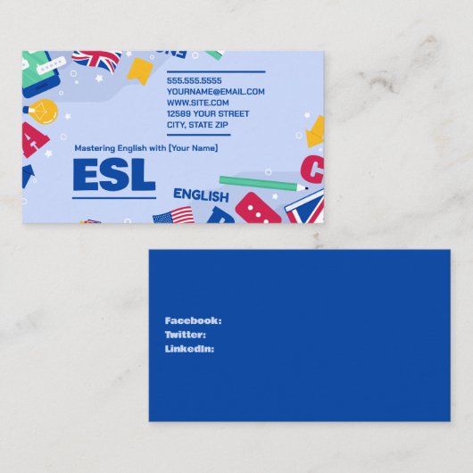 Engelse leraar ESL Contactkaartje (Voorkant / Achterkant)