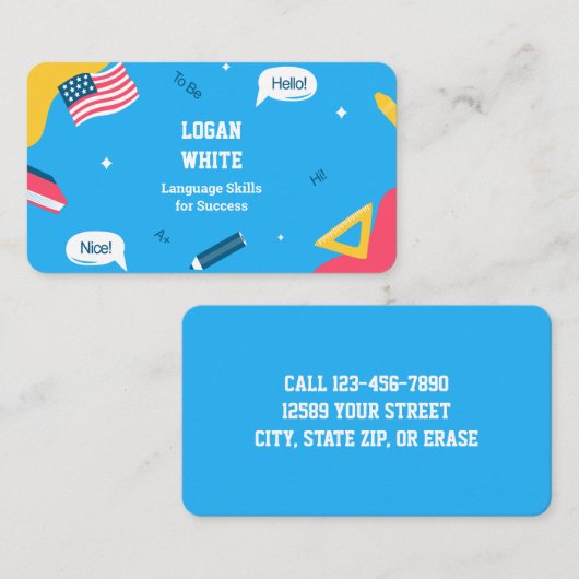 Engelse leraar ESL Instructor Visitekaartje (Voorkant / Achterkant)