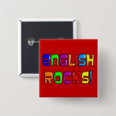 Engelse leraar geeft "English Rocks!" Vierkante Button 5,1 Cm (Voorkant /achterkant)
