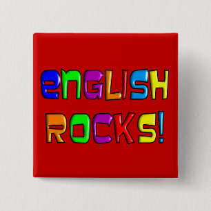 Engelse leraar geeft "English Rocks!" Vierkante Button 5,1 Cm
