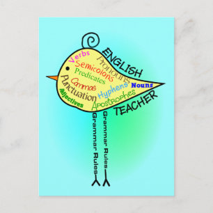Engelse leraar "Grammar Bird" Gifts Briefkaart