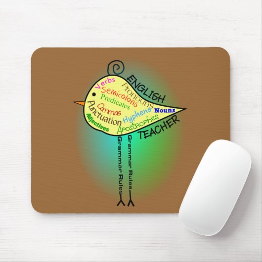 Engelse leraar "Grammar Bird" Gifts Muismat (Met muis)
