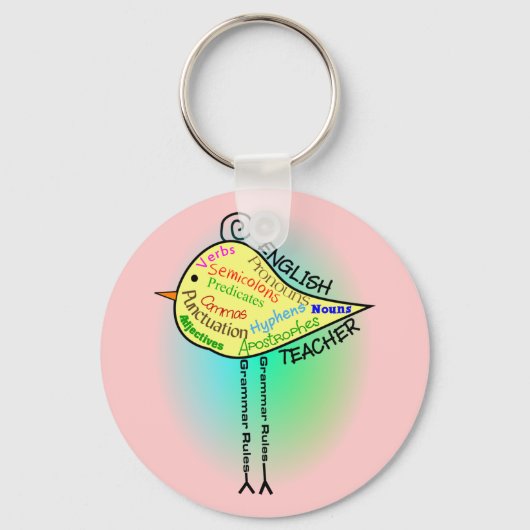 Engelse leraar "Grammar Bird" Gifts Sleutelhanger (Voorkant)