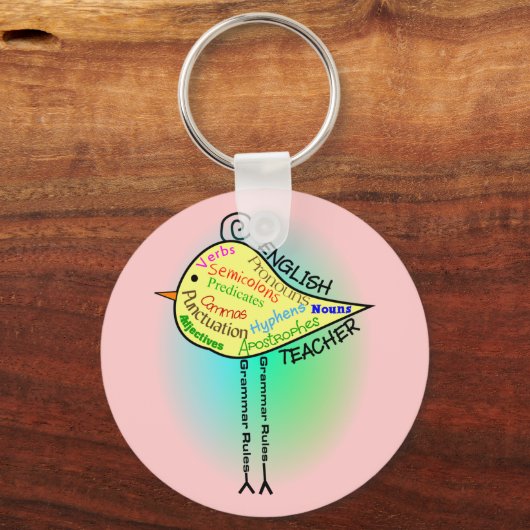 Engelse leraar "Grammar Bird" Gifts Sleutelhanger (Voorkant)