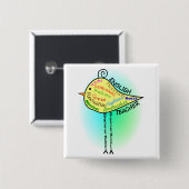 Engelse leraar "Grammar Bird" Gifts Vierkante Button 5,1 Cm (Voorkant /achterkant)