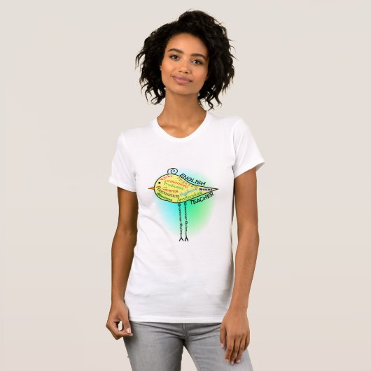 Engelse leraar "Grammar Rules Bird" T-Shirt (Voorkant volledig)