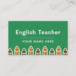 Engelse leraar Kleurrijke potloden Levendig Helder Visitekaartje