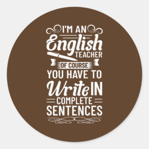 Engelse leraar outfit Pen Grafisch Engels Ronde Sticker