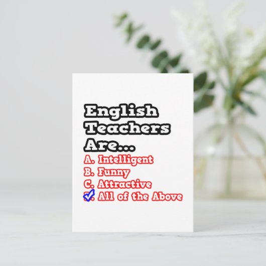Engelse leraar Quiz... Briefkaart (Staand voorkant)