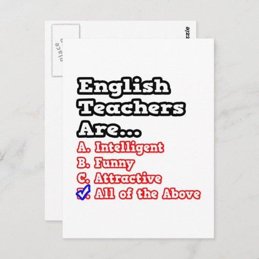 Engelse leraar Quiz... Briefkaart (Voorkant / Achterkant)