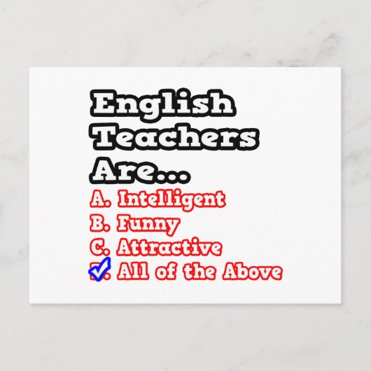 Engelse leraar Quiz... Joke Briefkaart (Voorkant)