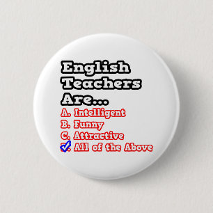 Engelse leraar Quiz... Joke Ronde Button 5,7 Cm