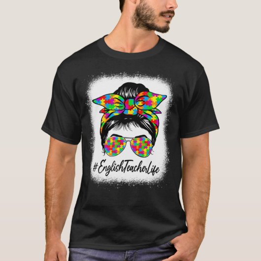 Engelse leraar rommelige knot steunt bewustzijn va t-shirt (Voorkant)