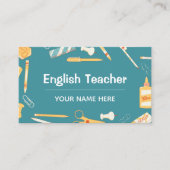 Engelse leraar School Things Pattern Home Tutor Visitekaartje (Voorkant)