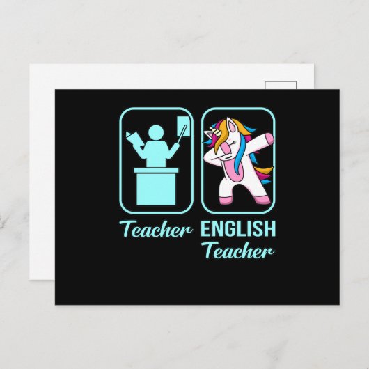 Engelse leraar Unicorn Language Grammar Student Briefkaart (Voorkant / Achterkant)