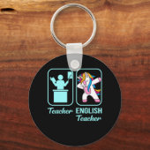 Engelse leraar Unicorn Language Grammar Student Sleutelhanger (Voorkant)