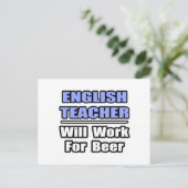 Engelse leraar...zal werken voor bier briefkaart (Staand voorkant)