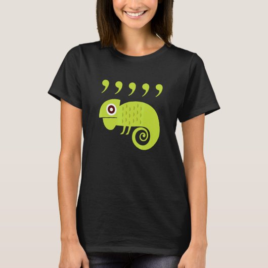 Engelse leraren komma kameleon 80s t-shirt (Voorkant)