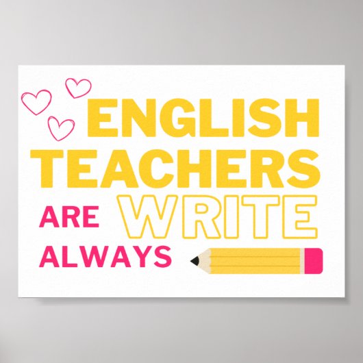 Engelse leraren schrijven altijd poster (Voorkant)