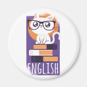 ENGELSE LEREN - Cute Kawaii Cat Paars Magneet