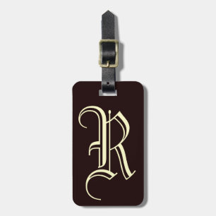 Engelse letter R monogram Bagagelabel