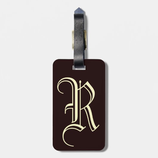 Engelse letter R monogram Bagagelabel (Achterkant verticaal)