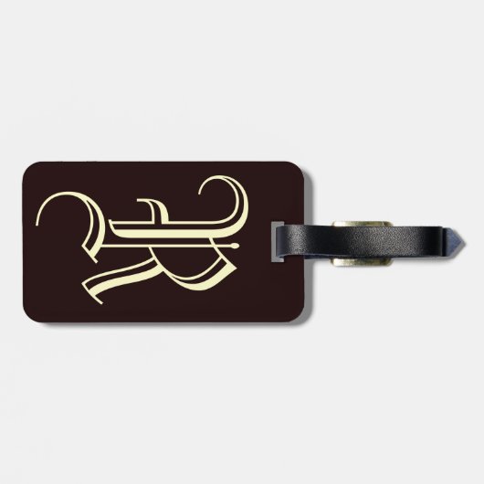Engelse letter R monogram Bagagelabel (Achterkant horizontaal)