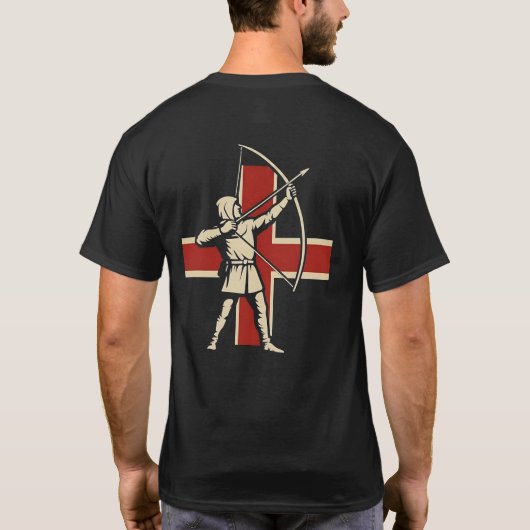 Engelse Longbow Boogschutter St George Kruis T-shirt (Achterkant)