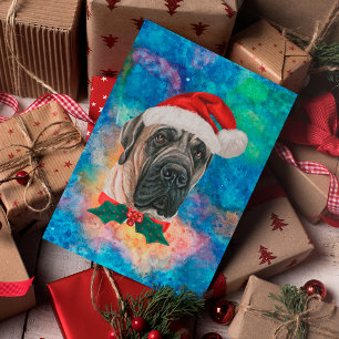Engelse Mastiff Breed Dog Kerstmis Feestdagenkaart