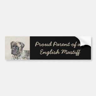 Engelse Mastiff (Brindle) Schilderij - Honden Kuns Bumpersticker