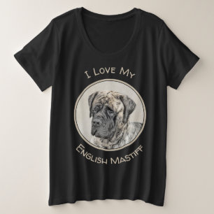 Engelse Mastiff (Brindle) Schilderij - Honden Kuns Grote Maat T-shirt