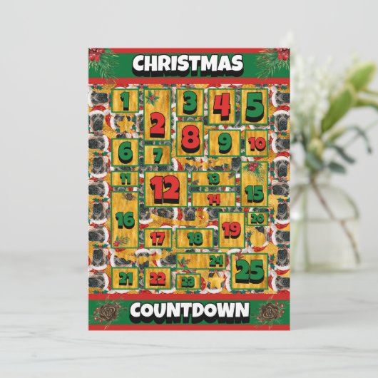Engelse Mastiff Dog Countdown Kerstmis Advent Feestdagenkaart (Staand voorkant)