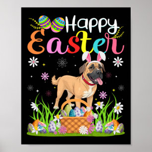 Engelse Mastiff Dog Happy Easter Egg Hunt Bunny Ea Poster