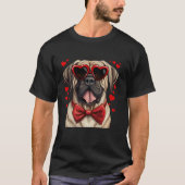 Engelse Mastiff Dog Hearts Zonnebril Bow Stropdas  T-shirt (Voorkant)