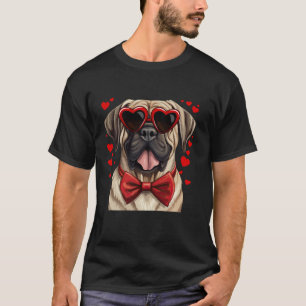 Engelse Mastiff Dog Hearts Zonnebril Bow Stropdas  T-shirt